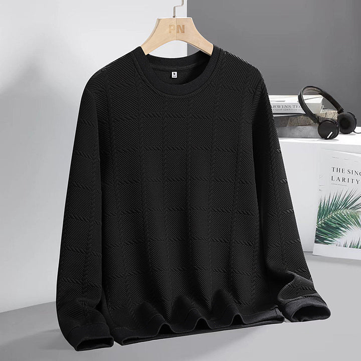 Herren Feinstrukturierter Rundhals‑Strickpullover mit Karomuster und lässigem Schnitt Drune