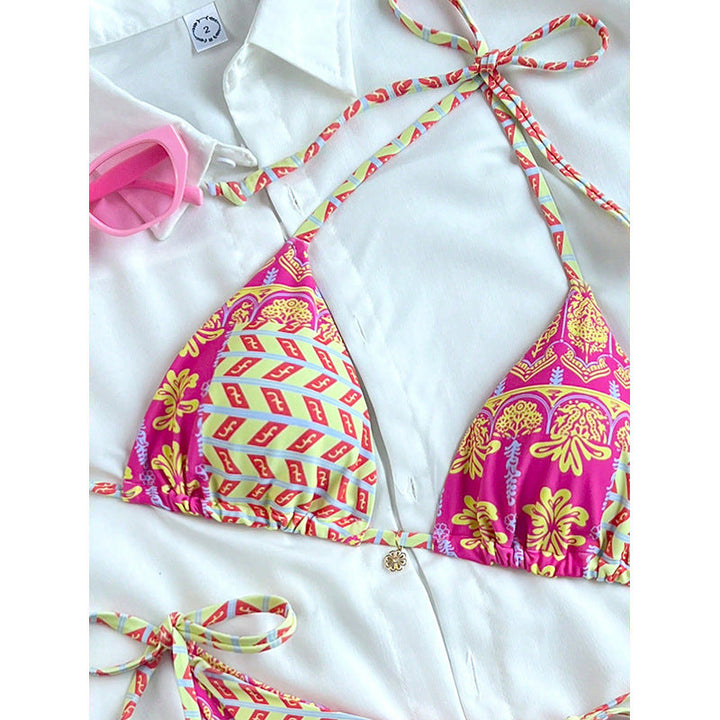 Damen Triangel-Bikini mit verspieltem Ethno-Druck Drune