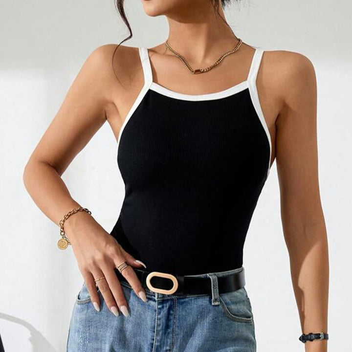 Damen ärmelloses Top mit elegantem Kontrastdesign Drune