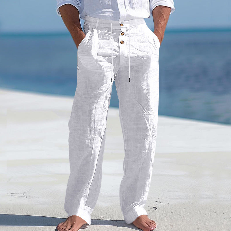 Herren lässige Hose mit hohem Bund und bequemen Taschen Drune