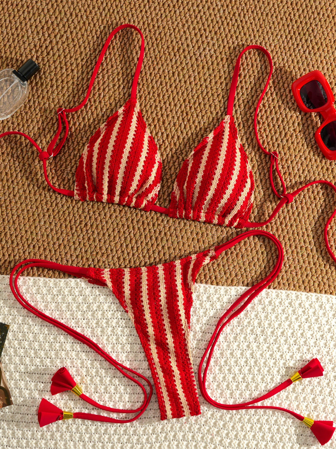Damen Strappy Bikiniset mit verstellbaren Trägern Drune
