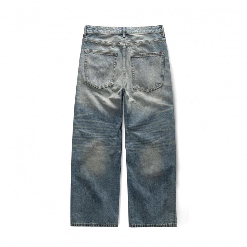 Damen Weitgeschnittene Straight‑Leg Jeans mit hoher Taille und Vintage‑Waschung Drune