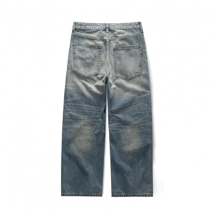 Damen Weitgeschnittene Straight‑Leg Jeans mit hoher Taille und Vintage‑Waschung Drune