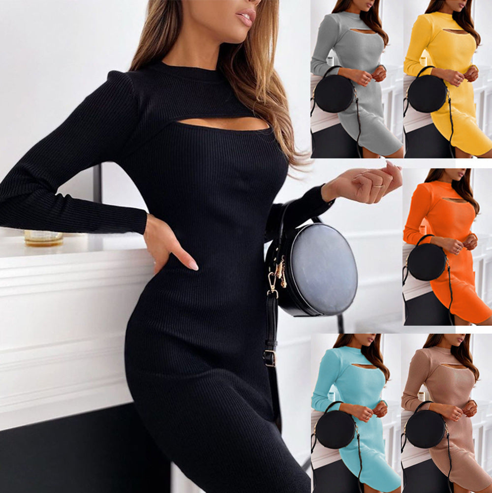 Damen Strickkleid mit modischem Cut-Out-Ausschnitt und figurbetontem Design Drune