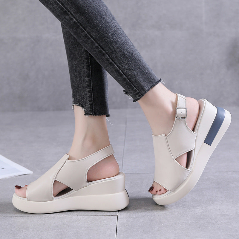 Damen Moderne Plateau‑Sandalette mit ergonomischem Memory‑Fußbett, verstellbarem Fersenriemen und rutschfester Gummisohle Drune