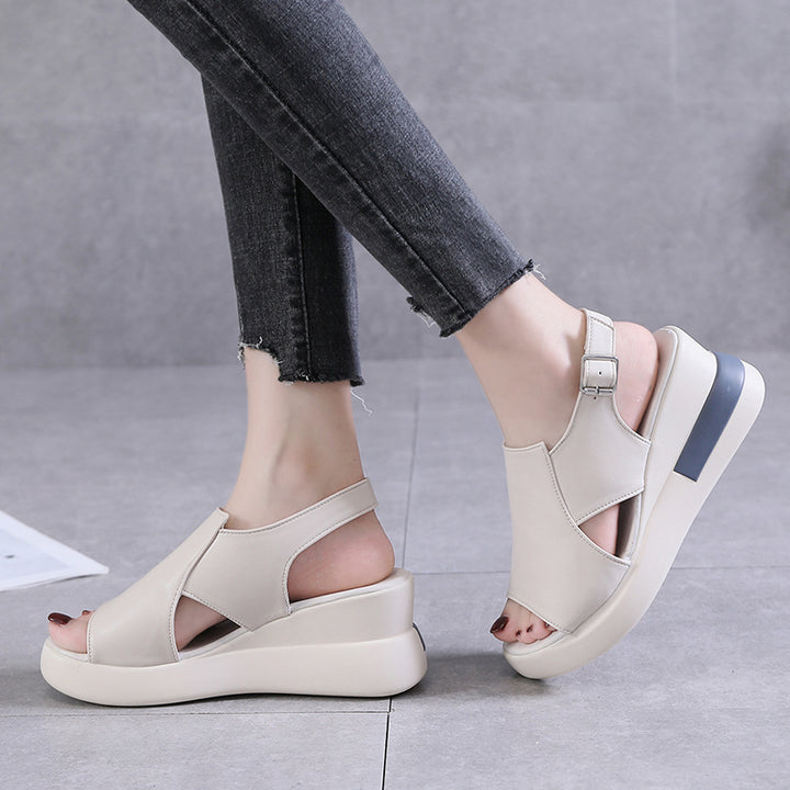 Damen Moderne Plateau‑Sandalette mit ergonomischem Memory‑Fußbett, verstellbarem Fersenriemen und rutschfester Gummisohle Drune