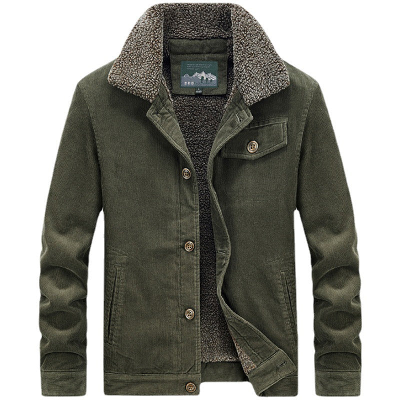 Herren Cord‑Blouson mit durchgehendem Sherpa‑Innenfutter und Umlegekragen Drune