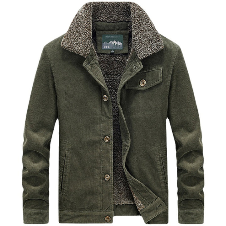 Herren Cord‑Blouson mit durchgehendem Sherpa‑Innenfutter und Umlegekragen Drune