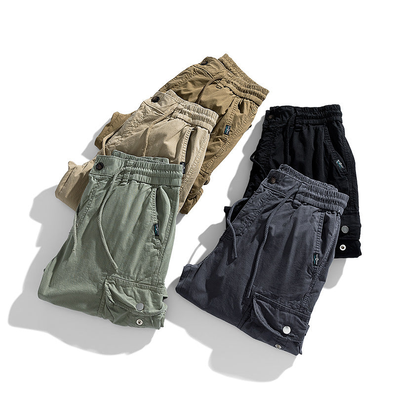 Herren Cargohose im Joggerstil mit elastischem Komfortbund, Multifunktionalen Klapp‑Utility‑Taschen und Knöchelreißverschluss Drune