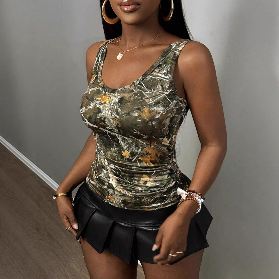 Damen Funktionales Camouflage-Top mit V-Ausschnitt Drune
