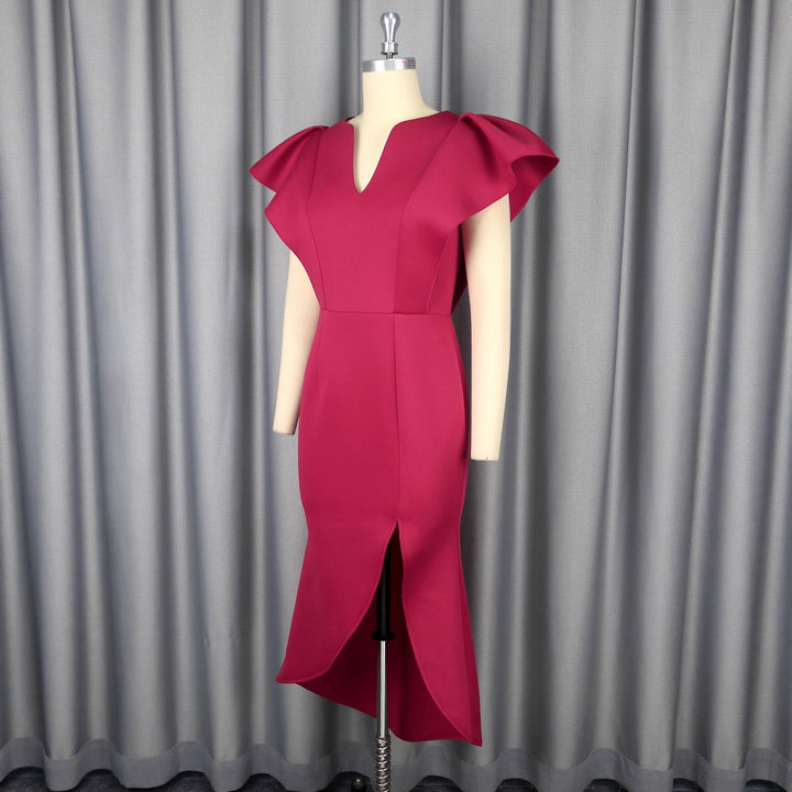Damen Elegantes Etuikleid mit voluminösen Ärmeln Drune