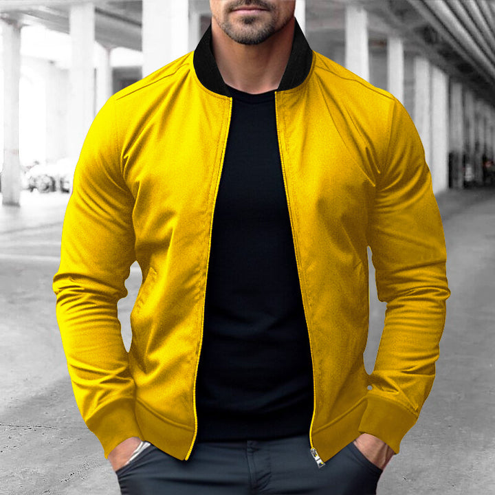 Herren sportliche Jacke mit hohem Kragen und seitlichen Reißverschlusstaschen Drune