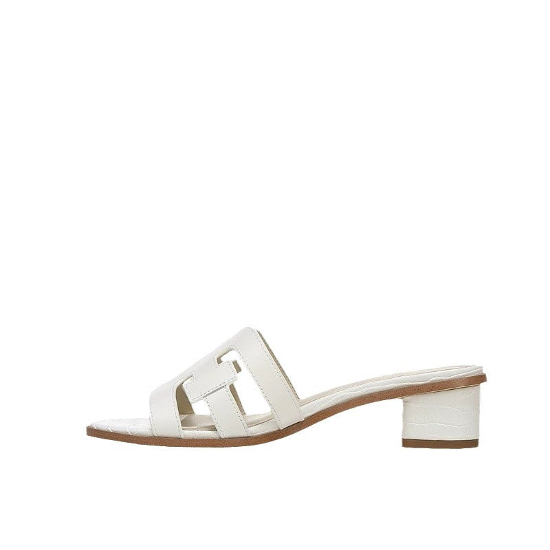 Damen modische Schlappen mit elegantem Blockabsatz und detailverliebt gestaltetem Obermaterial Drune