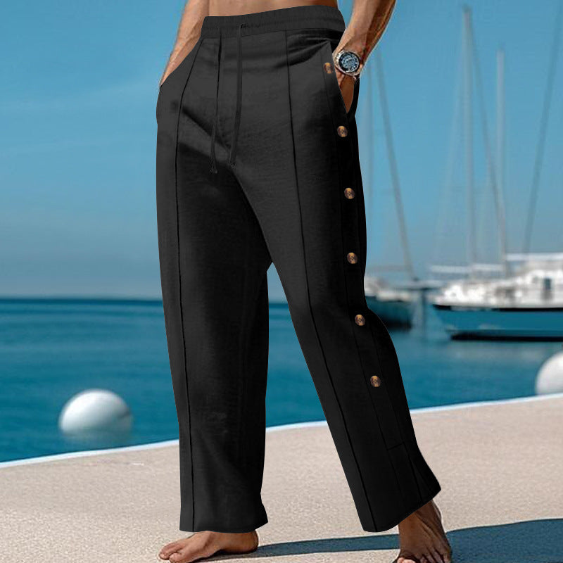 Herren Elegante Freizeithose mit verstellbarem Bund und praktischen Druckknöpfen Drune