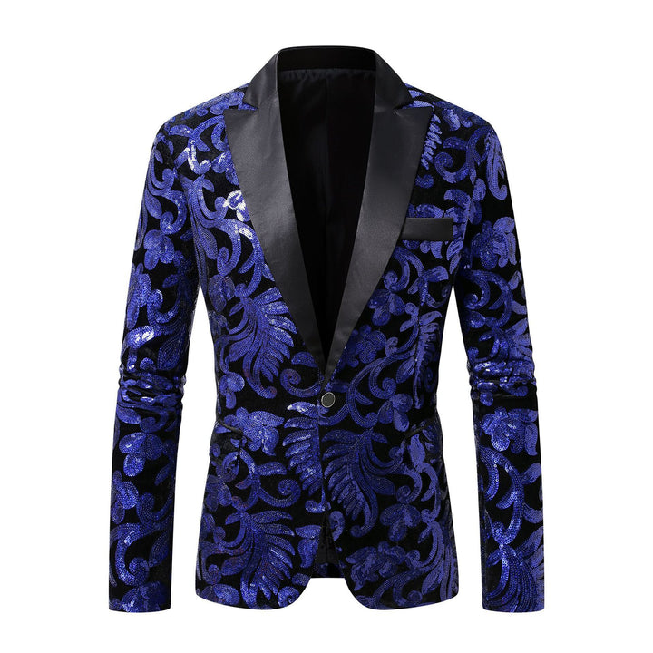 Herren eleganter Pailletten-Blazer im luxuriösen floralem Design Drune