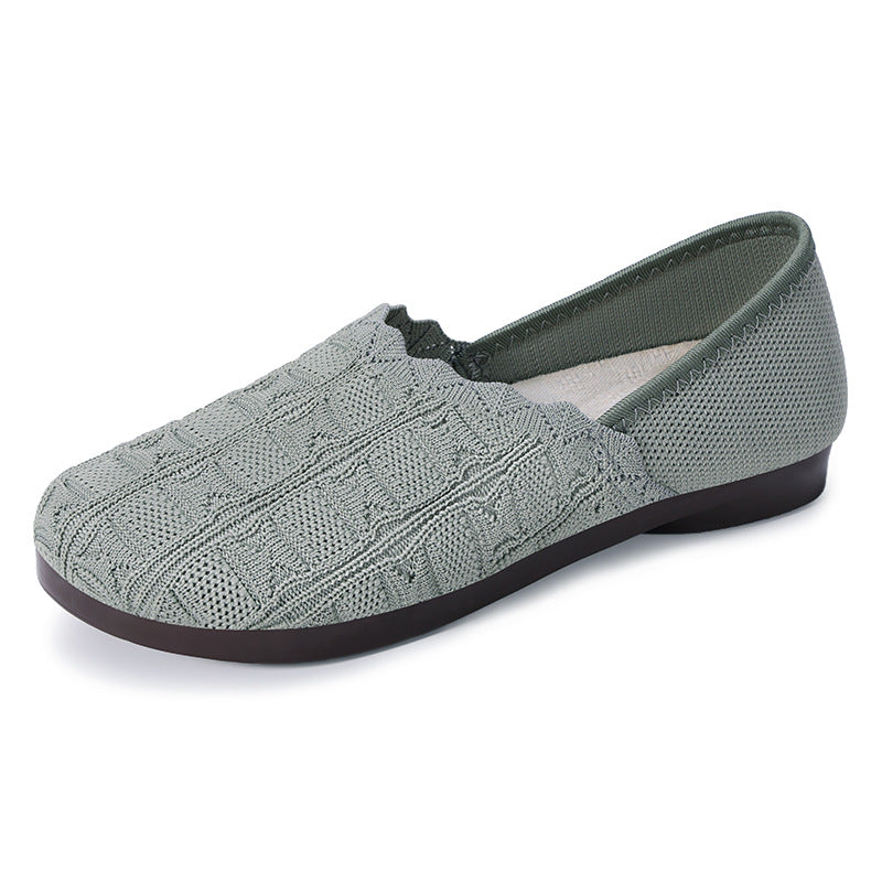 Damen nan gestrickter Komfort-Ballerina-Slipper mit elastischem Einstieg, geformter Polstersohle und rutschfester Flexlaufsohle Drune