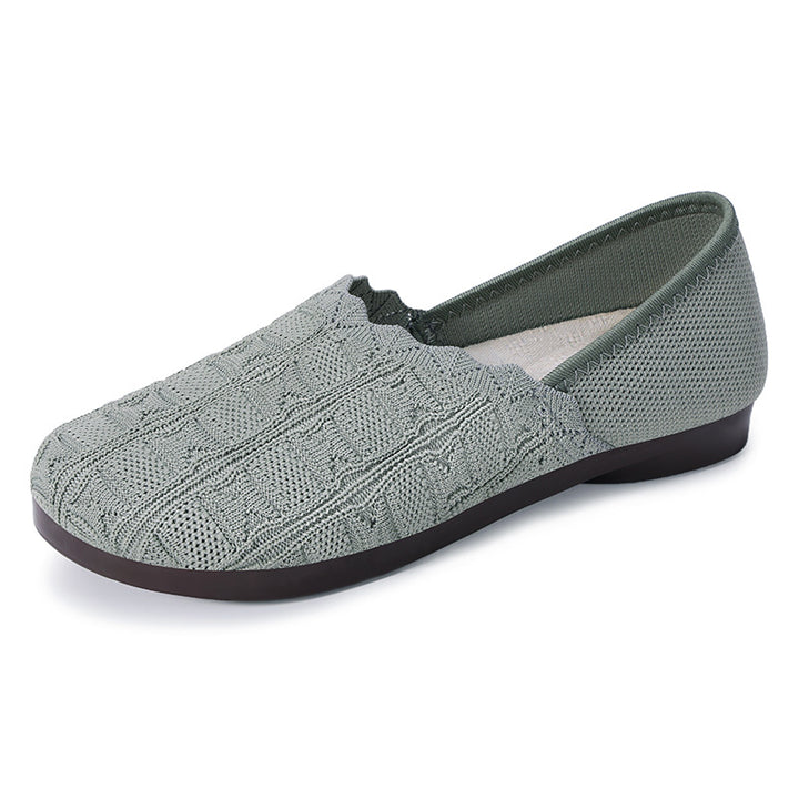 Damen nan gestrickter Komfort-Ballerina-Slipper mit elastischem Einstieg, geformter Polstersohle und rutschfester Flexlaufsohle Drune