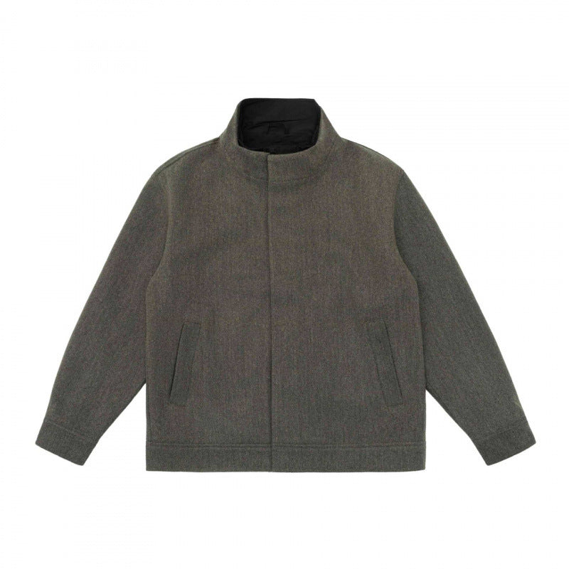 Herren Kurz geschnittene Wollmix‑Blousonjacke mit Stehkragen, verdeckter Knopfleiste und schlichter Silhouette Drune