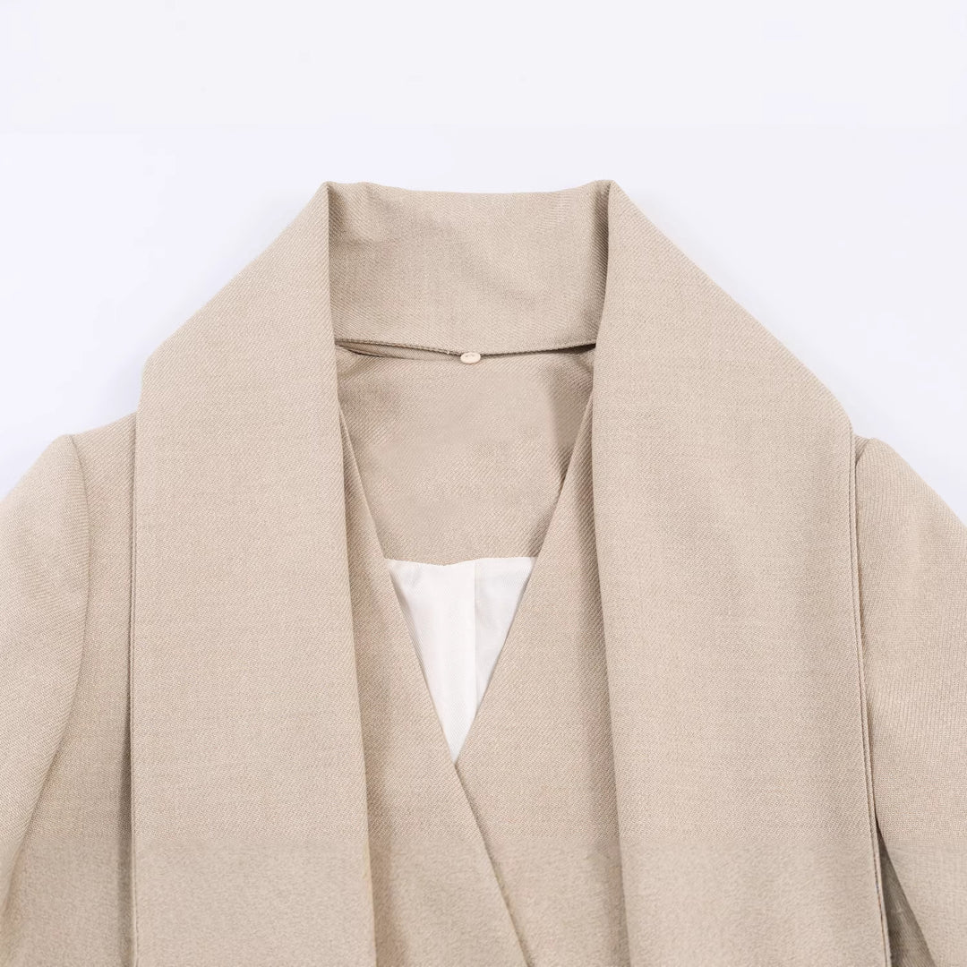 Damen nan eleganter Wollmix-Mantel mit großem Schalkragen und integriertem Schal Drune