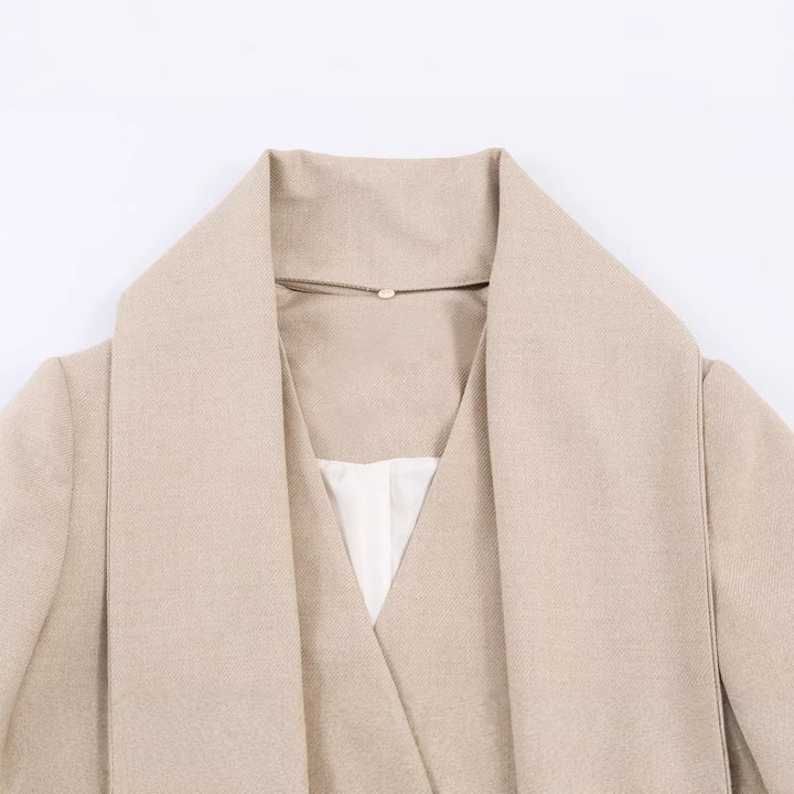 Damen nan eleganter Wollmix-Mantel mit großem Schalkragen und integriertem Schal Drune