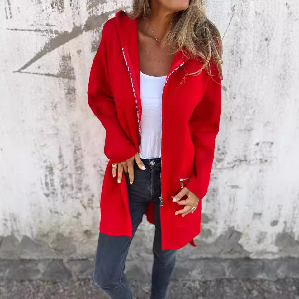 Damen Elegante Strickjacke mit Reißverschluss und Taschen Drune