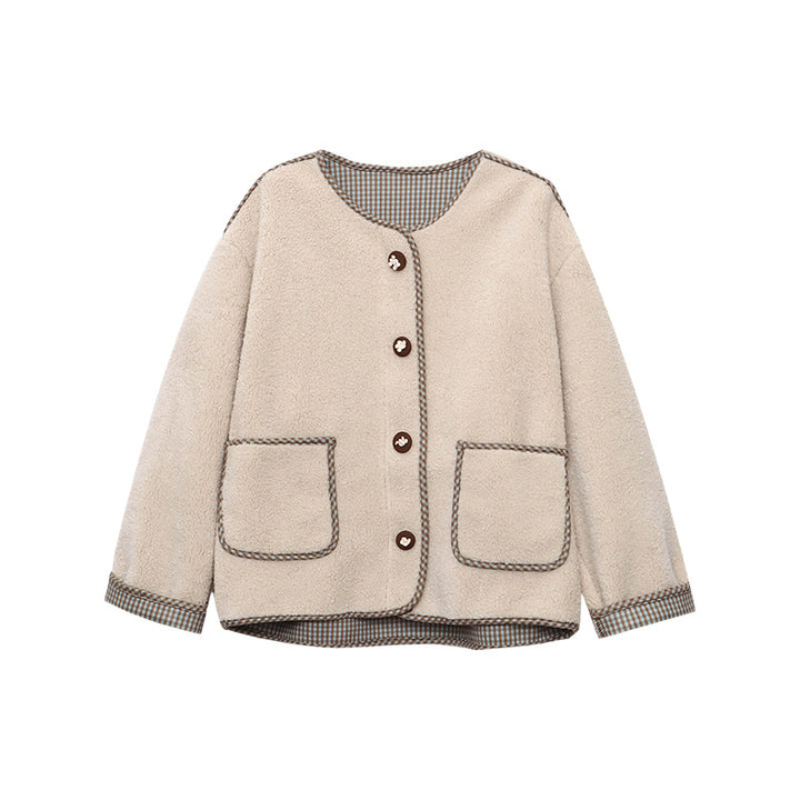 Damen lässige Strickjacke mit dekorativen Knöpfen und praktischen Taschen Drune