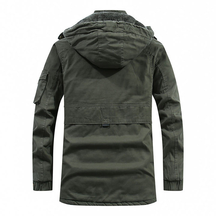 Herren Parka mit Kapuze und Teddyfutter winddichte wasserabweisende Winterjacke Drune