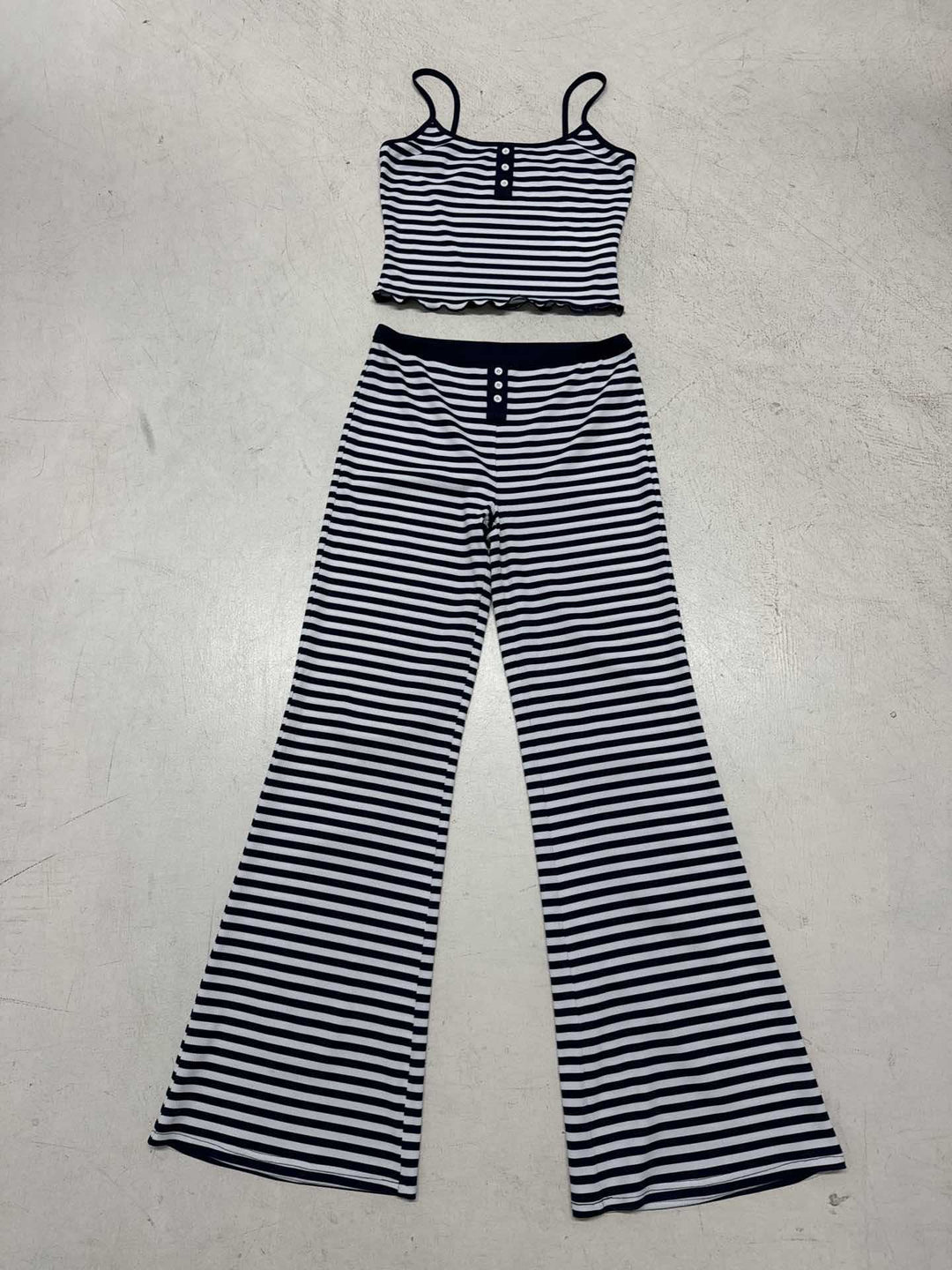 Damen Freizeit-Set mit gestreiftem Design und hohem Bund Drune