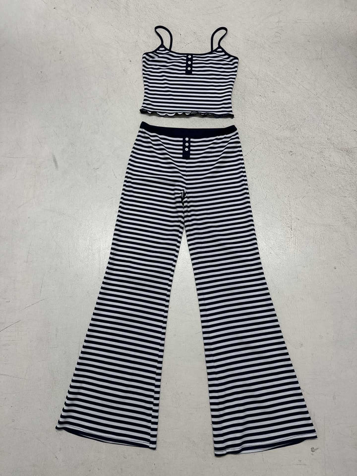 Damen Freizeit-Set mit gestreiftem Design und hohem Bund Drune