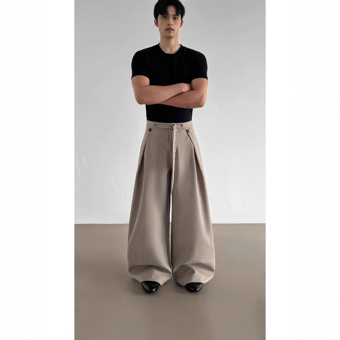 Damen Weitgeschnittene Hochtaillierte Stoffhose Drune