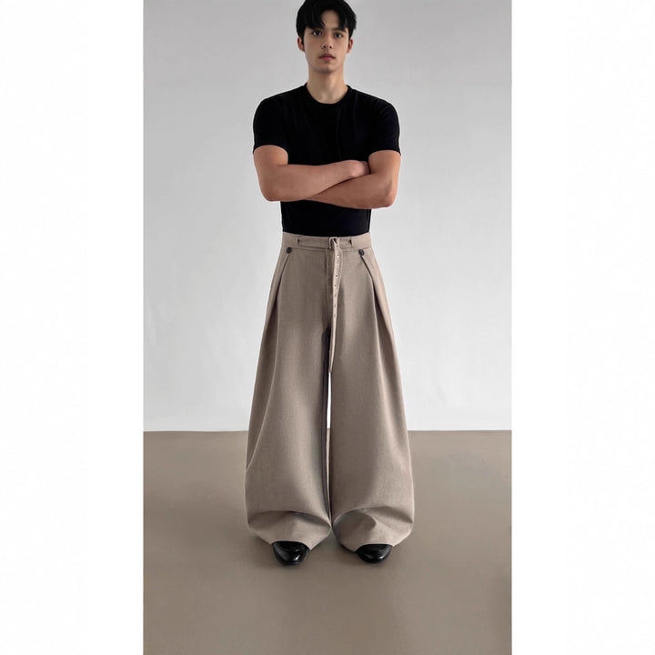 Damen Weitgeschnittene Hochtaillierte Stoffhose Drune
