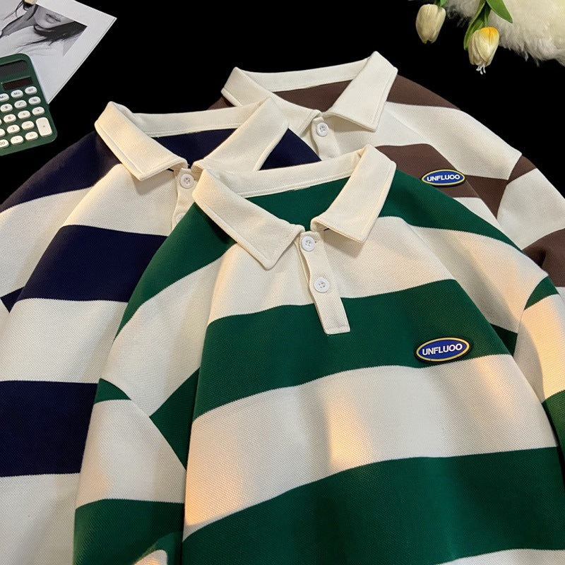 Herren Langarm Poloshirt im Streifen Look Drune