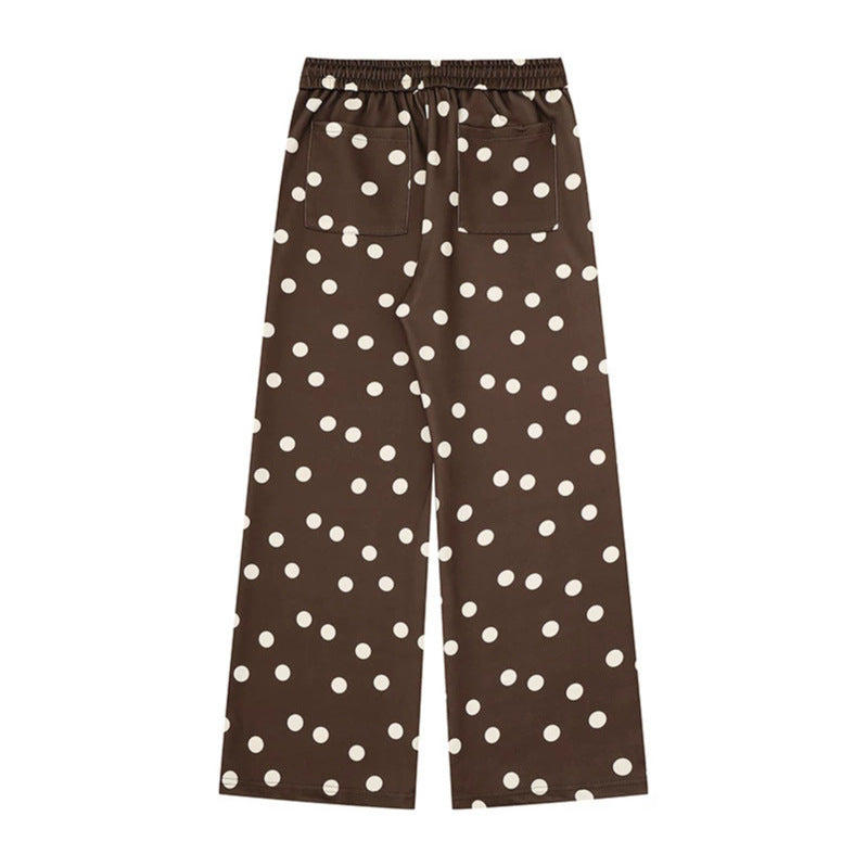 Damen Weite Lounge‑Hose mit Komfortbund, Polka‑Dot‑Allover und verspieltem Cartoon-Print Drune