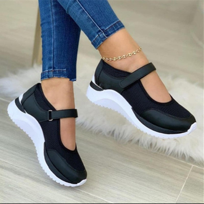 Damen Sportive Mary-Jane-Sneaker mit Klettverschluss und atmungsaktivem Mesh Drune