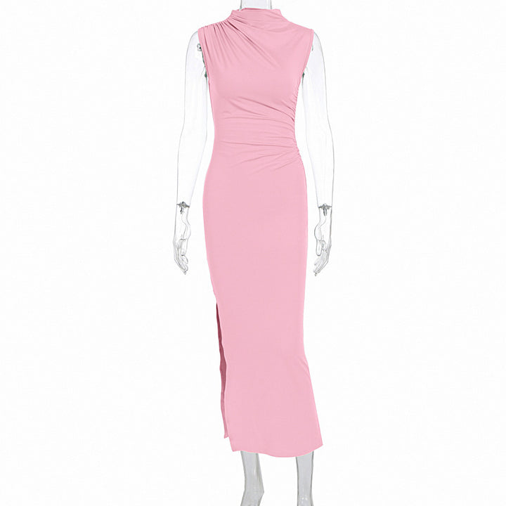 Damen Elegantes Wickelkleid mit figurbetontem Schnitt und hohem Schlitz Drune