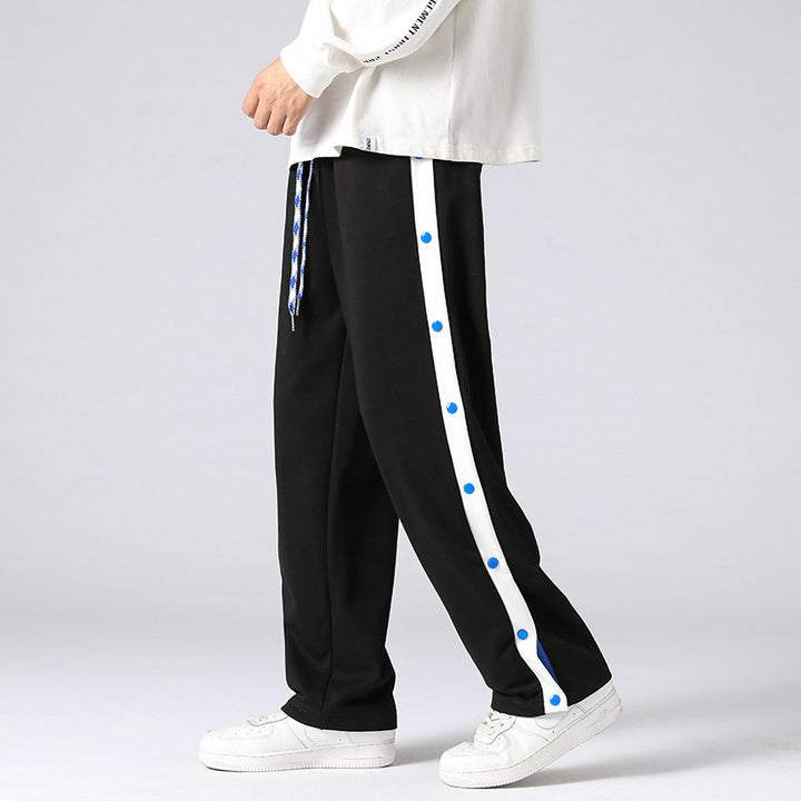 Herren Weite Sweatpants mit seitlichem Druckknopfverschluss, Kordelzug & kontrastierten Einsätzen Drune