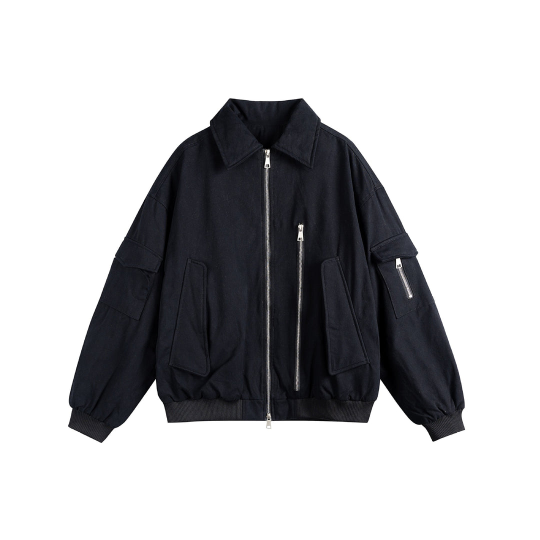 Unisex Boxy Utility-Blousonjacke mit Zip-Details und funktionalen Pattentaschen Drune