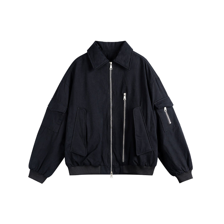 Unisex Boxy Utility-Blousonjacke mit Zip-Details und funktionalen Pattentaschen Drune