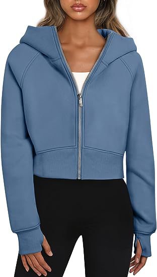 Damen cropped Kapuzenjacke mit Reißverschluss Drune