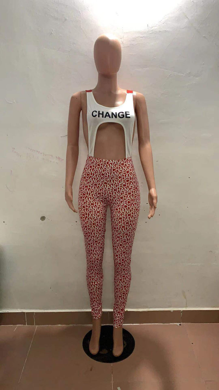 Damen körperbetontes Sport-Outfit mit modischem Print Drune
