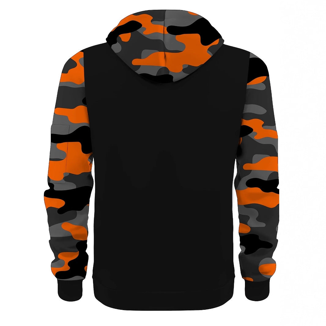 Herren Sportliche Kapuzenjacke mit Camouflage-Ärmeln Drune