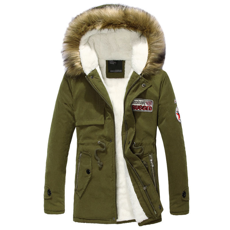 Herren stylische Winterjacke mit abnehmbarer Kapuze Drune