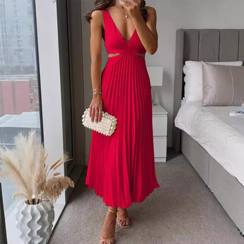 Damen Maxikleid mit plissiertem Design und kunstvollen Cut-Out-Details Drune