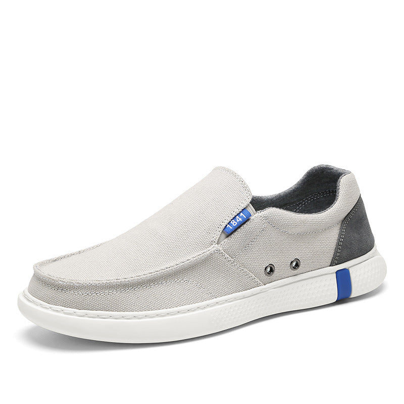Herren Legerer Canvas-Mokassin-Slipper mit geflochtener Schnürung und gefleckter EVA-Sohle Drune