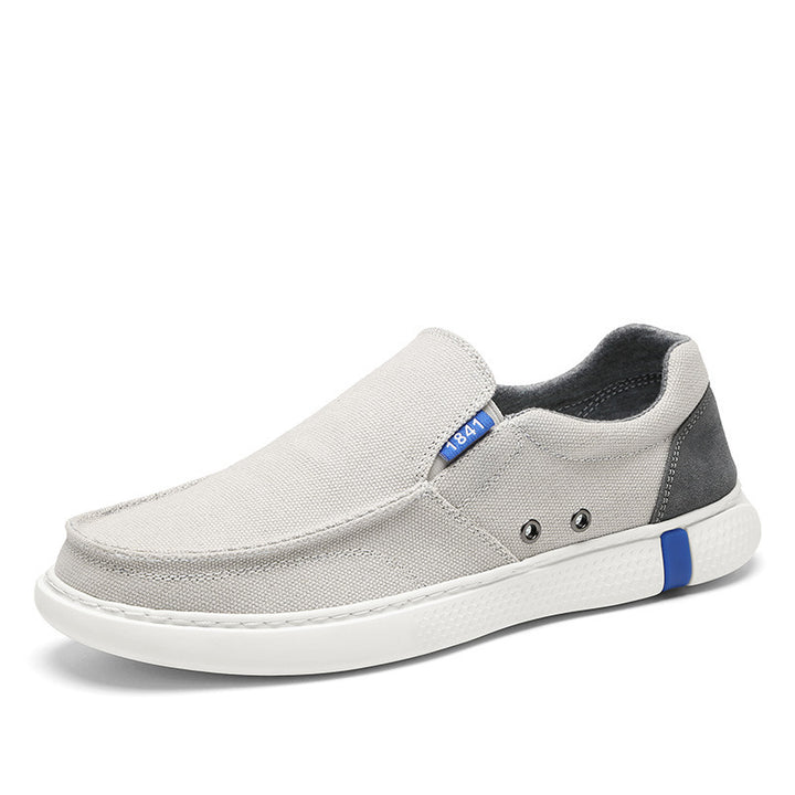 Herren Legerer Canvas-Mokassin-Slipper mit geflochtener Schnürung und gefleckter EVA-Sohle Drune
