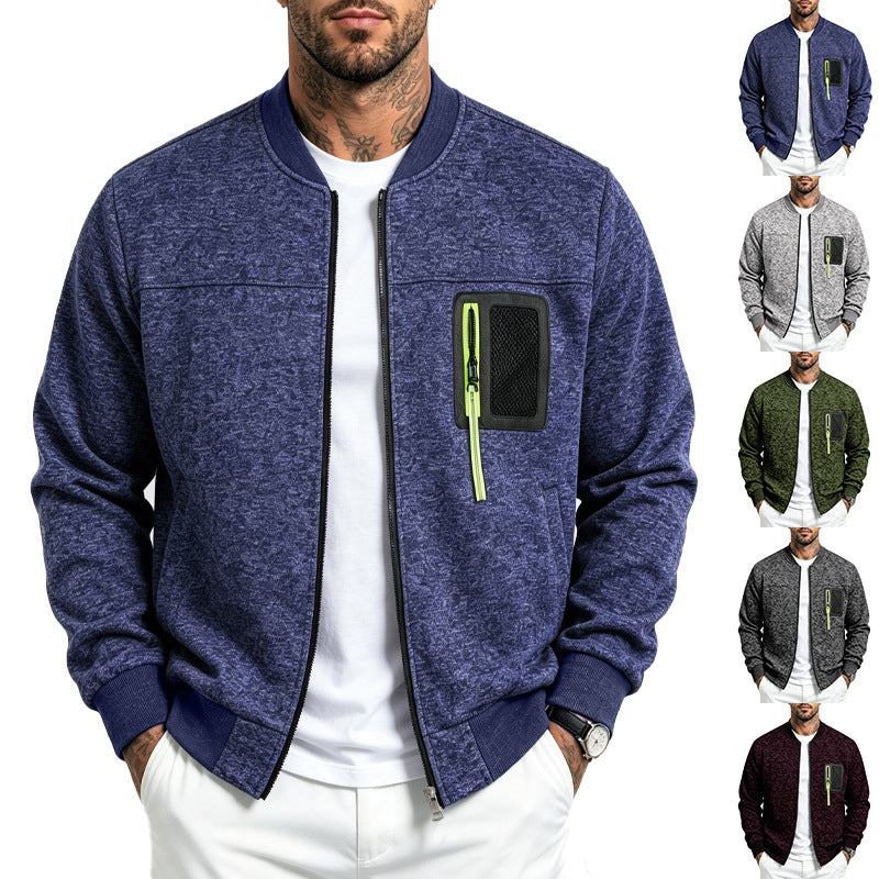 Herren Strick-Bomberjacke mit funktionaler Brusttasche und Reißverschluss Drune