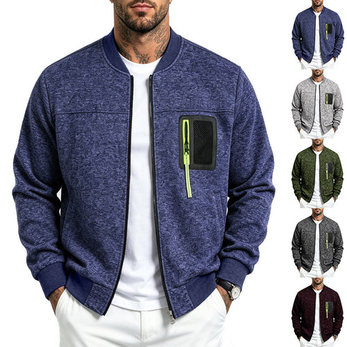 Herren Strick-Bomberjacke mit funktionaler Brusttasche und Reißverschluss Drune