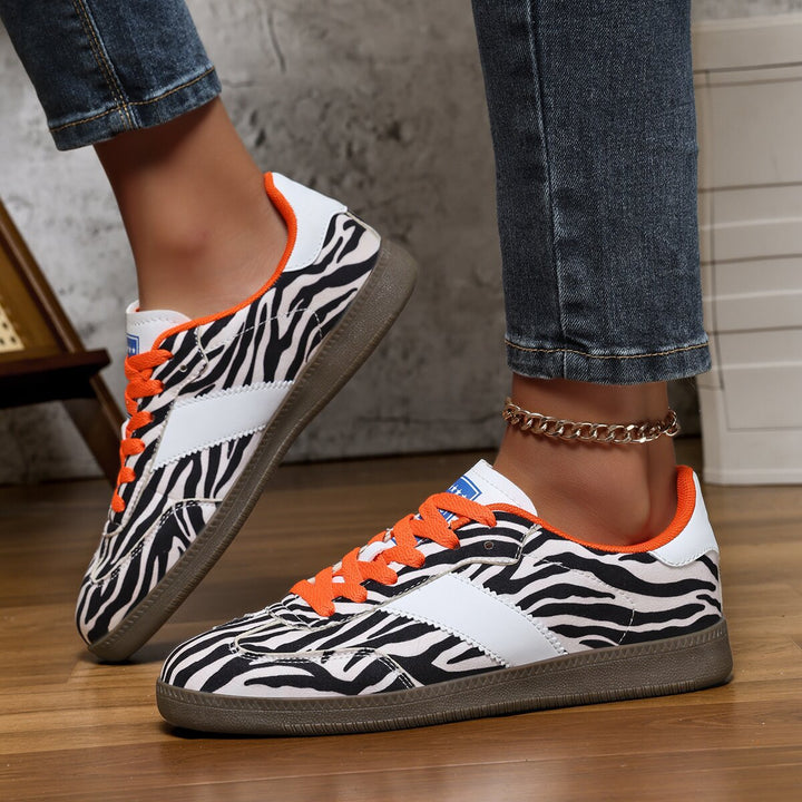 Damen nan Leopardenmuster Wildlederoptik Sneaker mit ergonomischer Polstersohle und rutschfester Gummisohle Drune