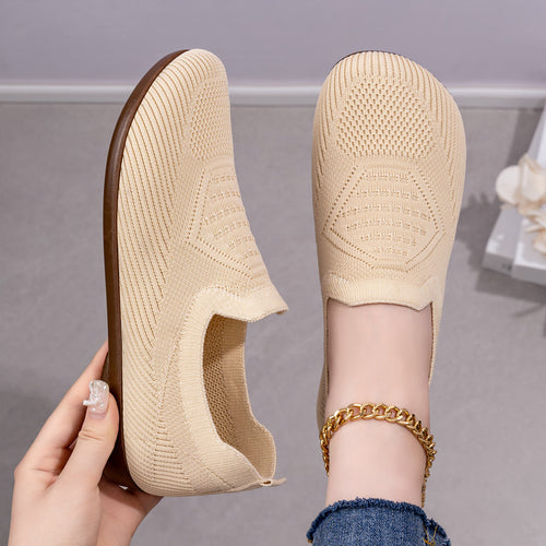 Damen nan gestrickter Komfort-Slip-On Halbschuh mit sockenähnlichem Schaft, gepolstertem Memory-Fußbett und flexibler Leichtlaufsohle Drune