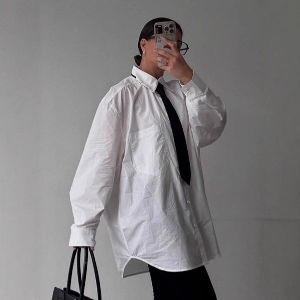 Damen Oversized Hemd mit klassischem Kragen und modischen Details Drune
